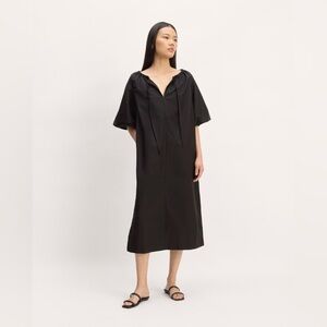 NWOT EVERLANE The Supima Puff Sleeve Maxi Dress Black Casual Minimal Women's XS